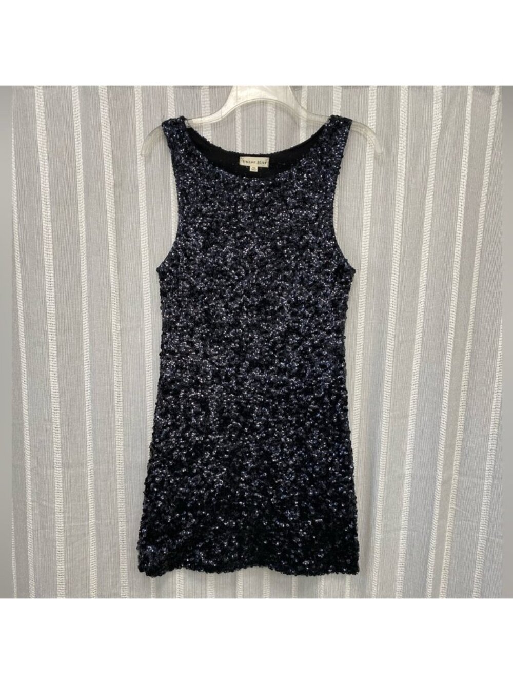 Amber Blue Black Sequin Dress Size XL
